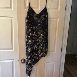 Lulu's Navy Blue Floral Asymmetrical Dress